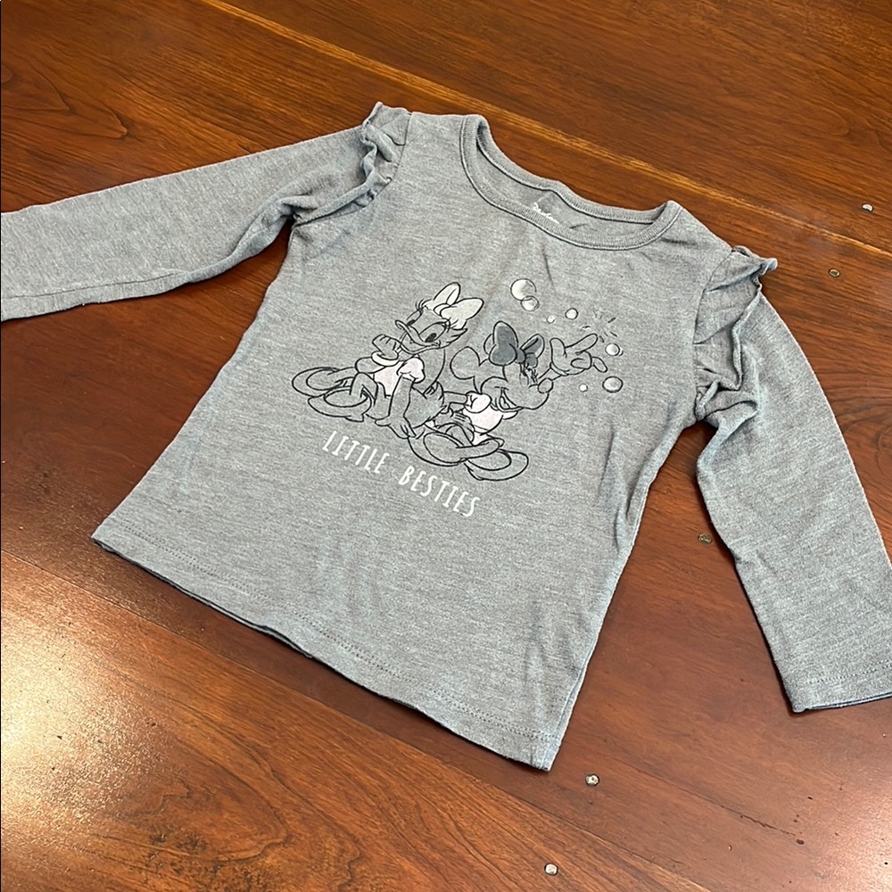 Disney Gray Long Sleeve Tee with Minnie and Daisy Design